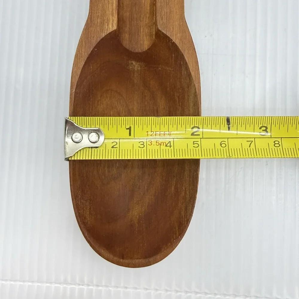 Vintage French Cherry Wood Tasting Spoon Hand Carved Soup Sauce Stirrer 14 Inch